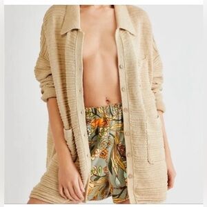 Free People Mustard Seed Day Dreaming Button up Cardigan Oversized Fit Sz Small